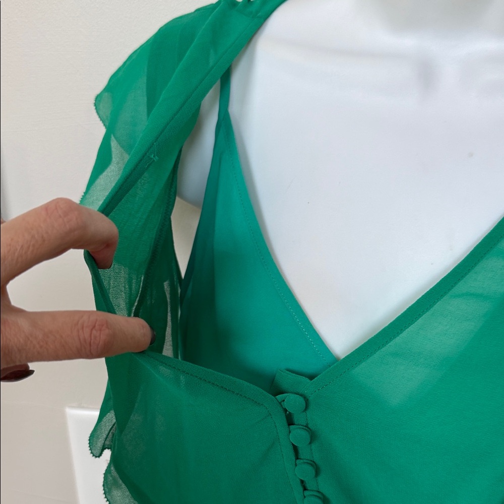 Chelsea28 Emerald Ruffle Blouse - Picture 3 of 6